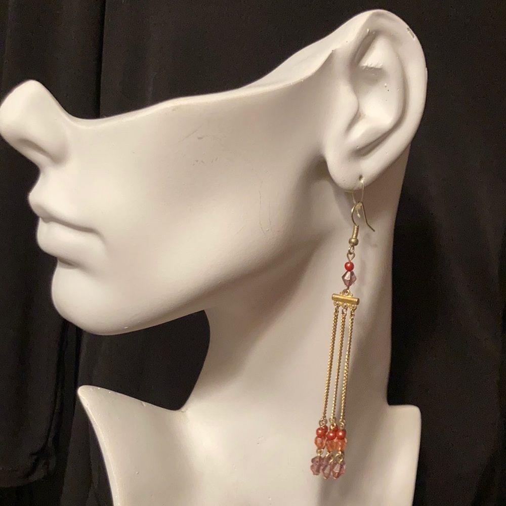 Gold Tone Long Earring Set
